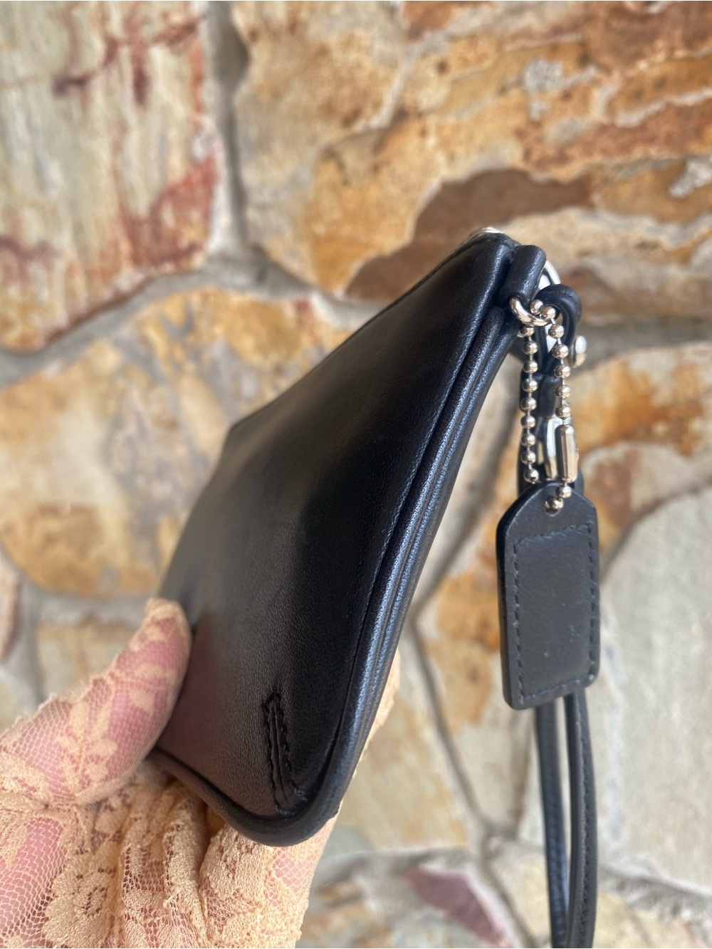 Coach Black Leather Wristlet with Detachable Strap - Picture 5 of 12